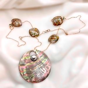 Shape Mother of Pearl Shell Necklace on Sterling Silver chain